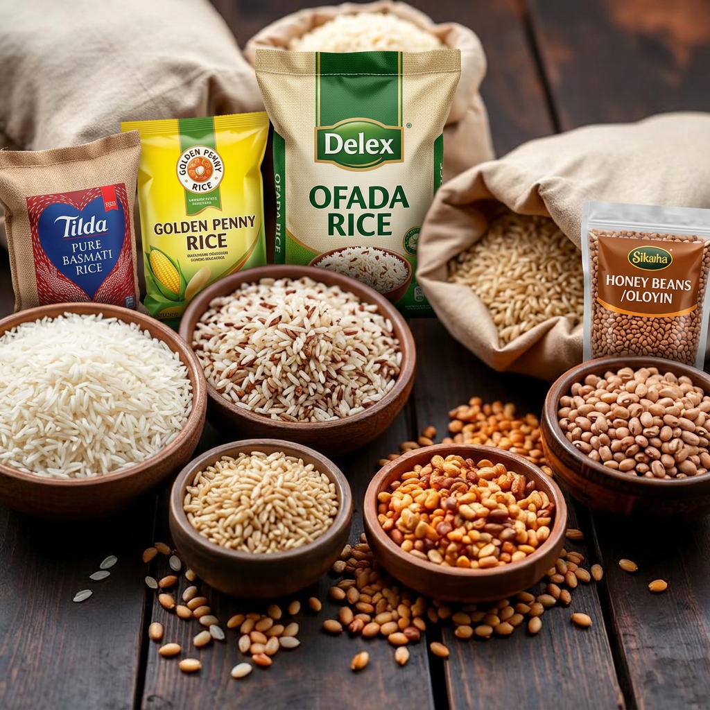 Rice & Grains: Ofada, parboiled, millet & beans